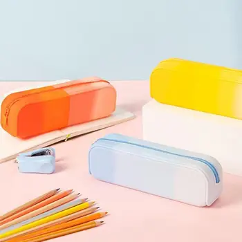 Новый пенал Креативного градиентного цвета, пенал Kawaii, силиконовая сумка для ручек большой емкости, органайзер для хранения студенческих канцелярских принадлежностей