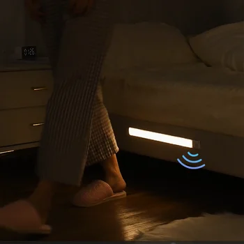 Ночник с датчиком движения Беспроводной светодиодный USB Перезаряжаемый ночной светильник для шкафа-купе Лампа с подсветкой для кухни светодиодный