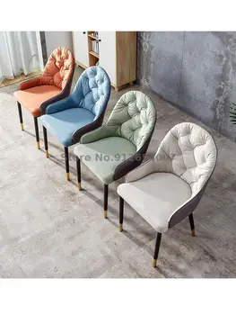 Обеденный стул Nordic Light класса люкс, тканевый стул для домашнего простого отдыха, табурет со спинкой, Современный гостиничный железный обеденный стол и