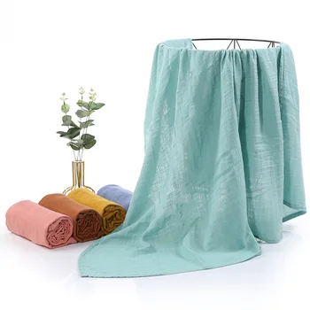 Однотонное летнее тонкое одеяло для новорожденных из хлопкового материала, удобное, мягкое и благоприятное для кожи детское банное полотенце