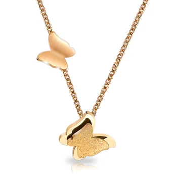 Ожерелье с бабочкой Золотое для женщин двухслойное ожерелье-цепочка из нержавеющей стали Милые ювелирные изделия Модный подарок для девочек Качество