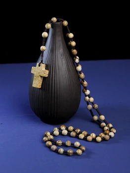 Ожерелья с подвеской в виде креста для женщин и мужчин, ожерелье из бусин из натурального камня ручной работы, Католические четки Христа, оптовая продажа