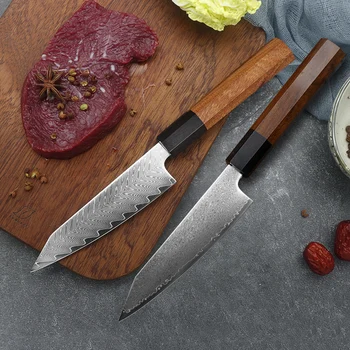 Острый 5-дюймовый практичный 67-слойный кухонный нож из Дамасской стали для кемпинга на открытом воздухе Шеф-повар Сантоку Универсальный Фруктовый нож