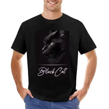 Очаровательная футболка с изображением черного кота, футболка с графикой, футболки на заказ, мужская одежда