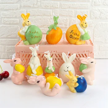 Пасхальная силиконовая свеча с кроличьим яйцом, форма для выпечки шоколада, инструмент для мыла, смола, милый подарок на день рождения, поделка для домашнего декора