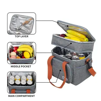 Переносная сумка для ланча, термос для еды, сумка-холодильник для пикника, изолированный чехол-органайзер