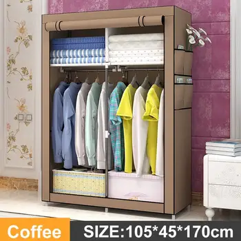 Переносной шкаф для одежды, шкаф для одежды из нетканого материала, прочный Водонепроницаемый органайзер для хранения одежды с двойным стержнем