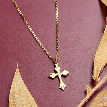 Персонализированный простой металлический кулон в виде креста, женское ожерелье из нержавеющей стали, легкий роскошный Универсальный подарок