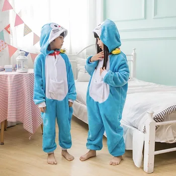 Пижамы с кошачьими животными, детские комбинезоны, детский костюм для косплея, халат Унисекс, детская одежда, Фланелевые пижамы для мальчиков и девочек, Пижама