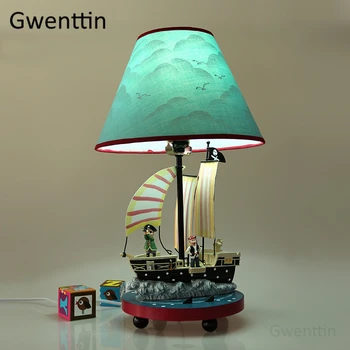 Пиратский корабль, настольные лампы для спальни, прикроватная лампа, подставка для чтения, настольная лампа, Средиземноморский домашний декор, современные светодиодные светильники, светильник