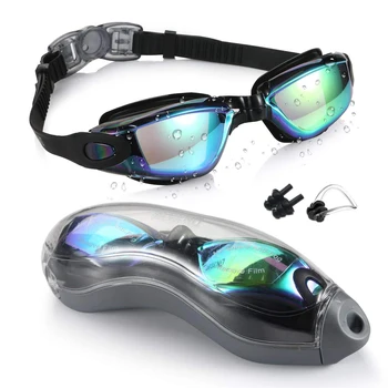 Плавательные очки Без протекания с защитой от запотевания и ультрафиолета Плавательные очки с зажимом для носа Защитный чехол для ушей для взрослых мужчин Женщин детей