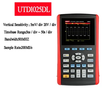 Портативные Цифровые Запоминающие Осциллографы UNI-T UTD1025DL 2 канала 25 МГц Осциллограф Scopemeter 250 МС/с и Мультиметр DMM 2в1 USD