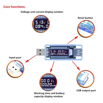Портативный монитор питания, тестер USB Power Bank, Цифровой анализатор производительности аккумулятора для ПК / планшета / ноутбука / мобильного питания / зарядного устройства