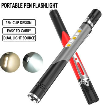Портативный светодиодный фонарик с двойным источником света, медицинский фонарик-ручка, USB-встроенный перезаряжаемый профессиональный аварийный фонарь