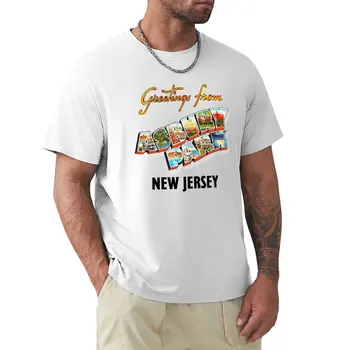 Привет из Эсбери Парк, Нью-Джерси, Нью-Джерси, Винтажная футболка с открыткой, футболка blondie, футболки на заказ, мужская футболка