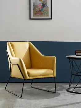 Приемная в офисном магазине в скандинавском стиле, одноместный повседневный современный стул для переговоров, сетчатый диван-кресло из красного железа