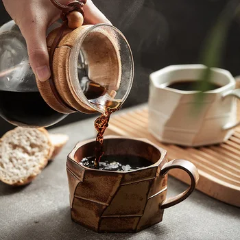 Простая креативная кофейная чашка для домашнего использования, кофейная чашка ручной работы, керамическая кофейная чашка, винтажная чашка для пары