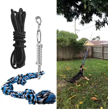 Пружинный шест из нержавеющей стали ATUBAN, Игрушки для собак на веревке, Подвесная веревка для упражнений, Подвесная игрушка для собак на открытом воздухе для средних и крупных собак