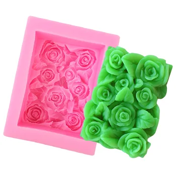Прямоугольная Силиконовая форма для мыла в виде цветка розы, формы для свечей, Форма для выпечки шоколадного торта, Мыловарение ручной работы своими руками