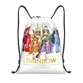 Радужный рюкзак на шнурке для зимних каникул, спортивная спортивная сумка для женщин, мужская тренировочная сумка с мультяшным аниме-сериалом