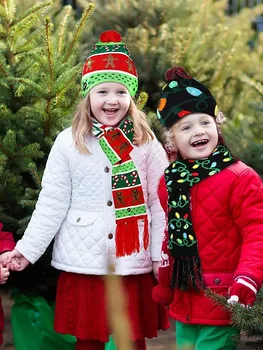 Рождественская вязаная шапка со светодиодной подсветкой, Рождественское украшение, свитер, вязаная шапка Санты 2023, Рождественский подарок для детей и взрослых, новогодние принадлежности