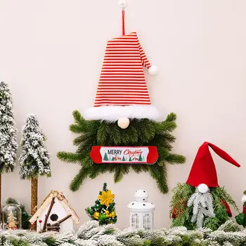 Рождественская дверная подвеска на шнурке, которую легко повесить, дизайн из сосновых иголок, Безликая кукла, украшение для вечеринки, венок