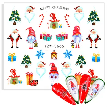 Рождественский Дизайн ногтей, Зимний Подарок на Новый Год, Санта-Клаус, Лось, Водные Слайдеры, наклейки для ногтей, наклейки для маникюра, татуировки