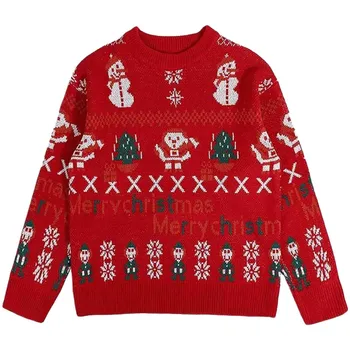 Рождественский свитер, Жаккардовый Пуловер Для мужчин, Теплые и забавные праздничные свитера, мужская осенне-зимняя одежда с рисунком Снеговика