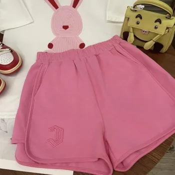 Розовые спортивные шорты Женские Летние Тонкие Леденцово-сладкие студенческие Простые и стройные расслабленные Широкие брюки