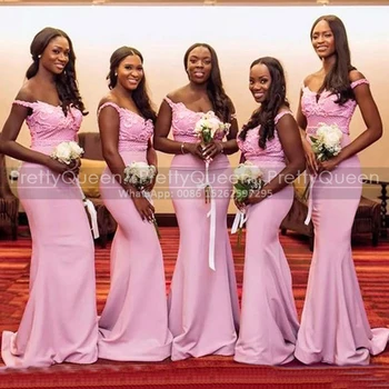 Роскошные платья подружек невесты, расшитые бисером, Русалка, длинное розовое платье-футляр с открытыми плечами, свадебное платье для гостей для женщин