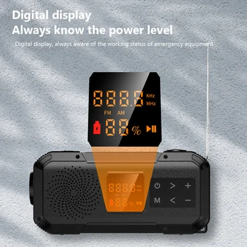 Ручное радио, портативное ручное радио на солнечной энергии, Bluetooth-совместимый динамик, светодиодный фонарик для кемпинга на открытом воздухе, пеших прогулок