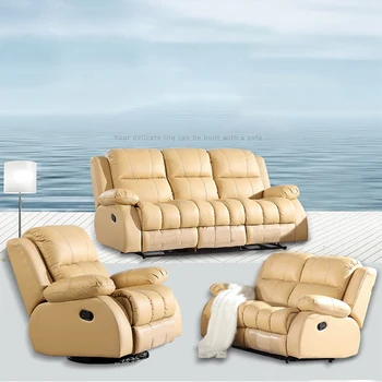 Ручной / электрический диван-качалка MINGDIBAO Диван из натуральной кожи для гостиной, кресло для кинотеатра, кресло для кинотеатра, многофункциональный диван