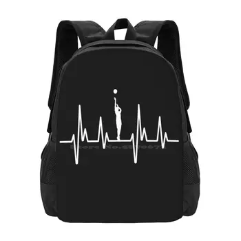 Рюкзак для нетбола, баскетбола, сердцебиения, школьная сумка для ноутбука, дорожная сумка Heart Beat, линия сердцебиения, линия сердечного ритма, частота сердечных сокращений