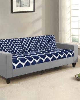 Сафьяновый шестиугольный Индиго-синий геометрический чехол для подушки сиденья Протектор дивана, который можно стирать, Съемные чехлы для диванов