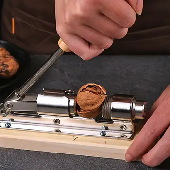 Сверхмощный ручной щелкунчик для грецких орехов, открывалка для лесных орехов с деревянной ручкой, кухонный инструмент, крекер для орехов