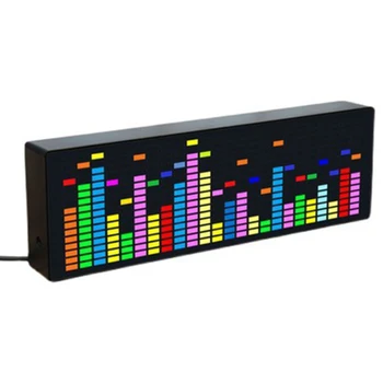 Светодиодный музыкальный спектр, красочный индикатор уровня звука в автомобиле, 8 режимов яркости, электронные часы, подсветка для автомобильной атмосферной лампы