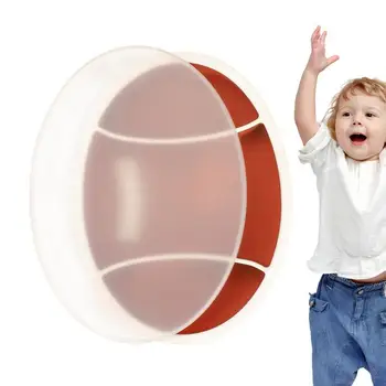 Силиконовые разделенные тарелки для малышей в форме мяча для регби, всасывающая пластина для обучения малыша самостоятельному кормлению, разделенная тарелка для мытья посуды