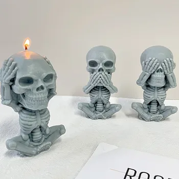 Симпатичные Силиконовые формы для свечей в виде черепа для DIY Ручной работы, форма для литья под давлением из ароматического воска, домашние поделки, украшение на Хэллоуин