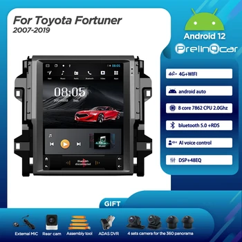 Система навигации Android 12.0 с вертикальным экраном, стерео для Toyota Fortuner 2007-2019 годов выпуска, автомобильный мультимедийный радиоплеер, 8-ядерный GPS