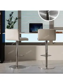 Скандинавский минималистичный барный стул, современный высокий табурет из нержавеющей стали, барный стул, домашний остров, западная кухня, вращающийся подъемный стул
