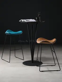 Скандинавский промышленный барный стул легкий роскошный барный стул простой современный железный табурет бытовой обеденный стул с высокой ножкой из искусственной кожи