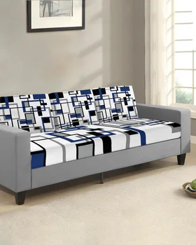 Скандинавский Ретро Средневековый Геометрический Абстрактный синий чехол для подушки сиденья, протектор для дивана, Эластичные Моющиеся Съемные чехлы для диванов
