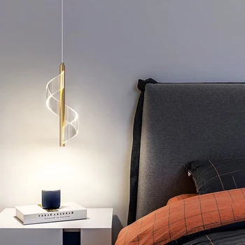 Скандинавский Спиральный Светодиодный подвесной светильник, современная Акриловая подвесная лампа, Украшение спальни, гостиной, гардеробной, Светильники для внутреннего освещения