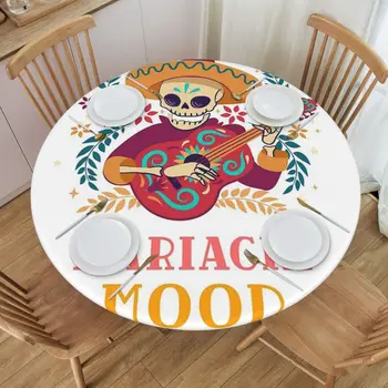 Скатерть для круглого стола Mariachi Mood Mexico Travel из полиэфирного волокна, декор для Хэллоуина в помещении / на улице