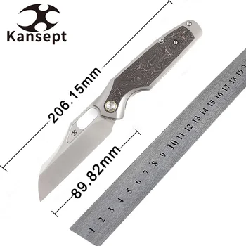 Складной Нож Kansept Tuckamore K1052A2 Satin CPM20CV с Лезвием из Титана и Меди и Рукояткой из Углеродного Волокна для Кемпинга Охоты EDC