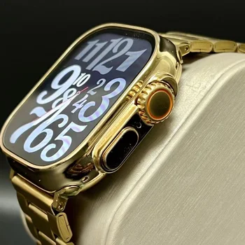 Смарт-часы Мужские 2023 Luxury Gold Ultra 9 Bluetooth Call Message Reminding Деловые Часы 9 Серии Смарт-Часов для Мужчин с 2 Ремешками