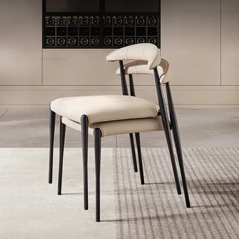 Современные легкие Роскошные обеденные стулья Мебель для домашнего ресторана Итальянская технология Тканевый обеденный стул Стулья для домашнего отдыха со спинкой