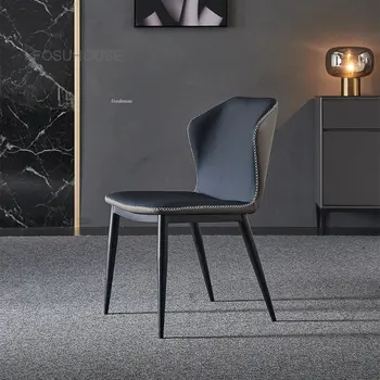 Современные обеденные стулья из сверхволокнистой кожи, итальянская креативная Бытовая мебель для столовой, Скандинавский роскошный стул со спинкой из углеродистой стали