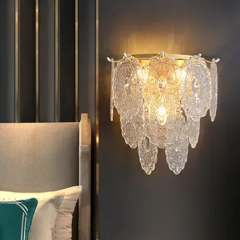 Современный большой медный настенный светильник, светодиодное внутреннее бра для гостиной, спальни, прикроватного зеркала в ванной, настенного светильника из светодиодного стекла, освещения