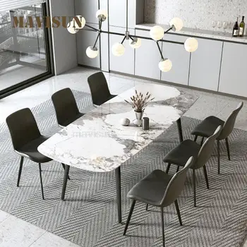 Современный обеденный стол из досок для небольшой квартиры в скандинавском простом и легком роскошном стиле, набор бытовой прямоугольной мебели